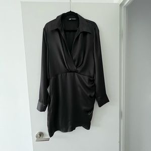 ZARA Satin Effect Mini Dress - Black